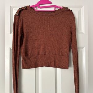 SHEIN Rust Ribbed Knit Crop Top